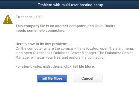 QuickBooks Error H303 Screenshot