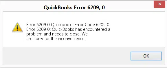 QuickBooks Error 6209 0 screensshot