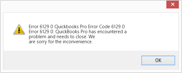 QuickBooks Error 6129 Screenshot